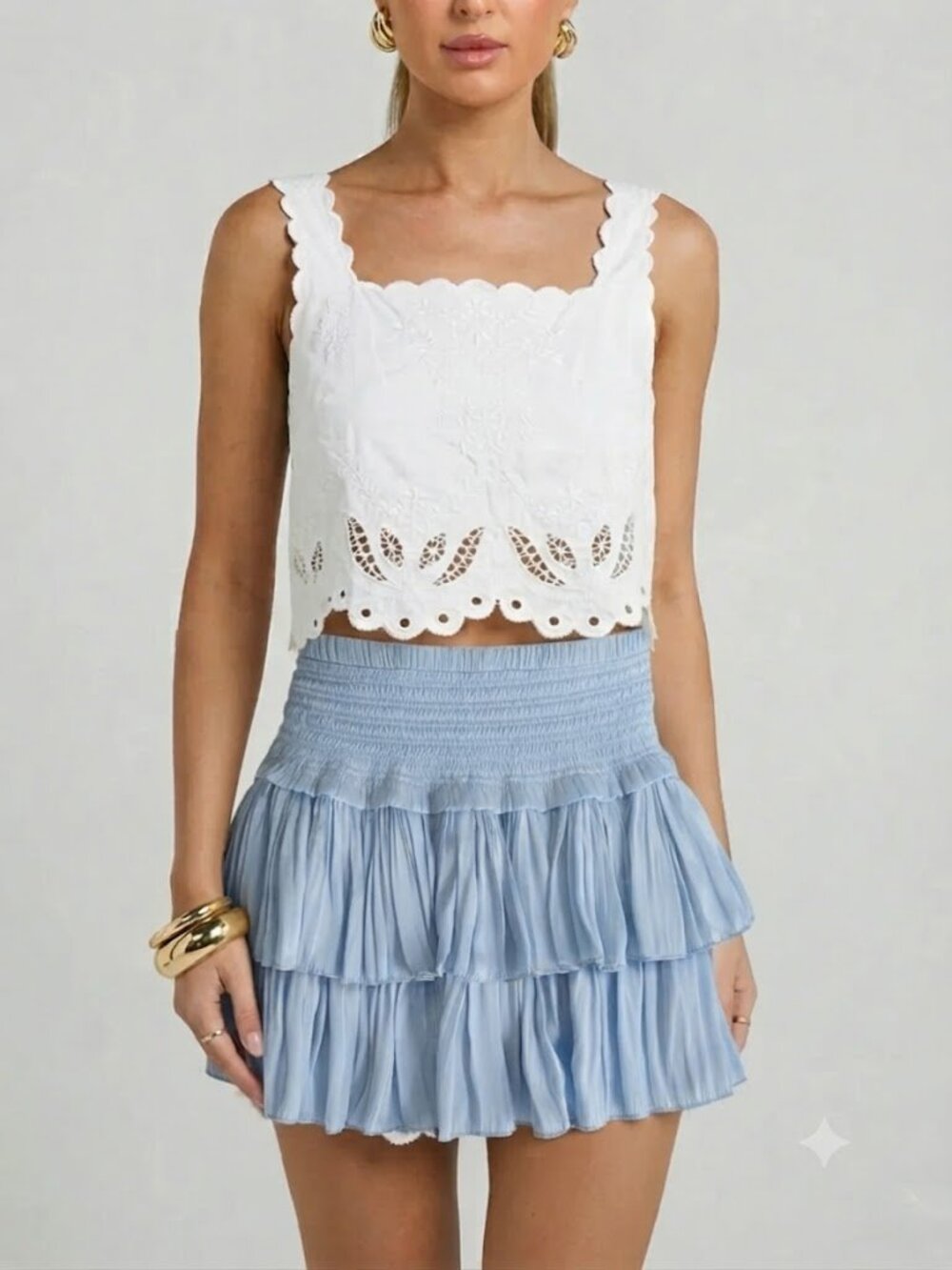 Mixology We’re All Pretty Girls Skirt in size Small Satin Ruffle Smocked Mini